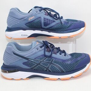 Asics GT-2000 6 Blue Orange Running Shoes Womens 9 T856N Stability Sneakers